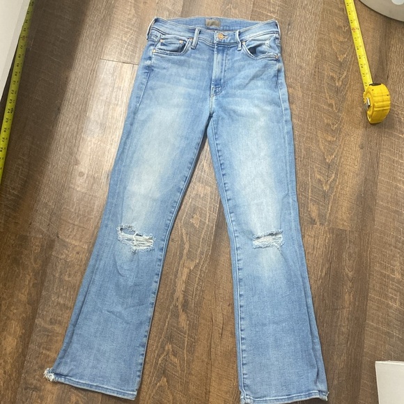 MOTHER THE OUTSIDER ANKLE CHEW IN POISONED PETALS HIGH WAISTED FLARE LEG LT WASH - Picture 5 of 12